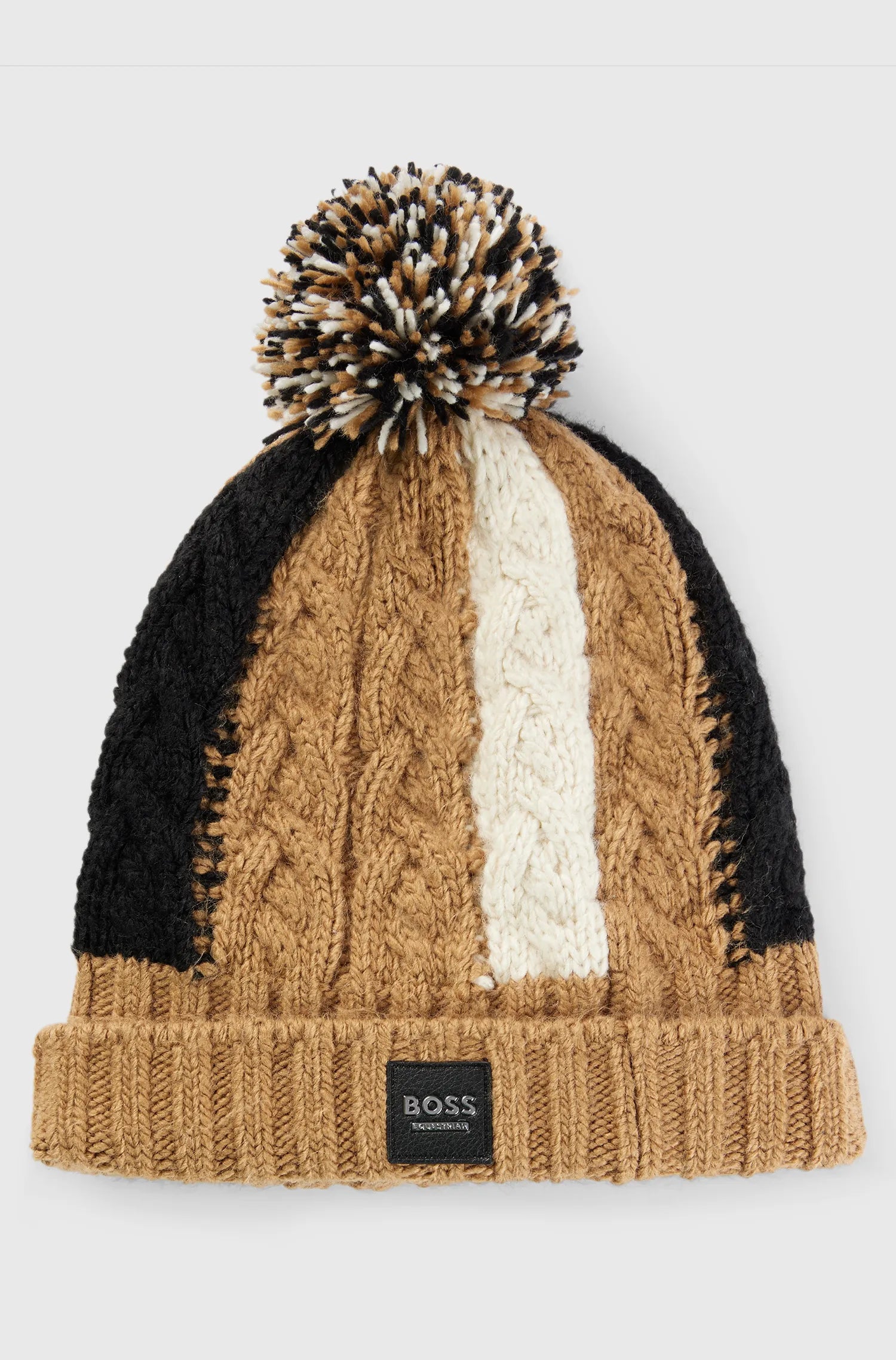 BEANIE BOBBLE SIGNATURE COLOUR BLOCK - CAMEL