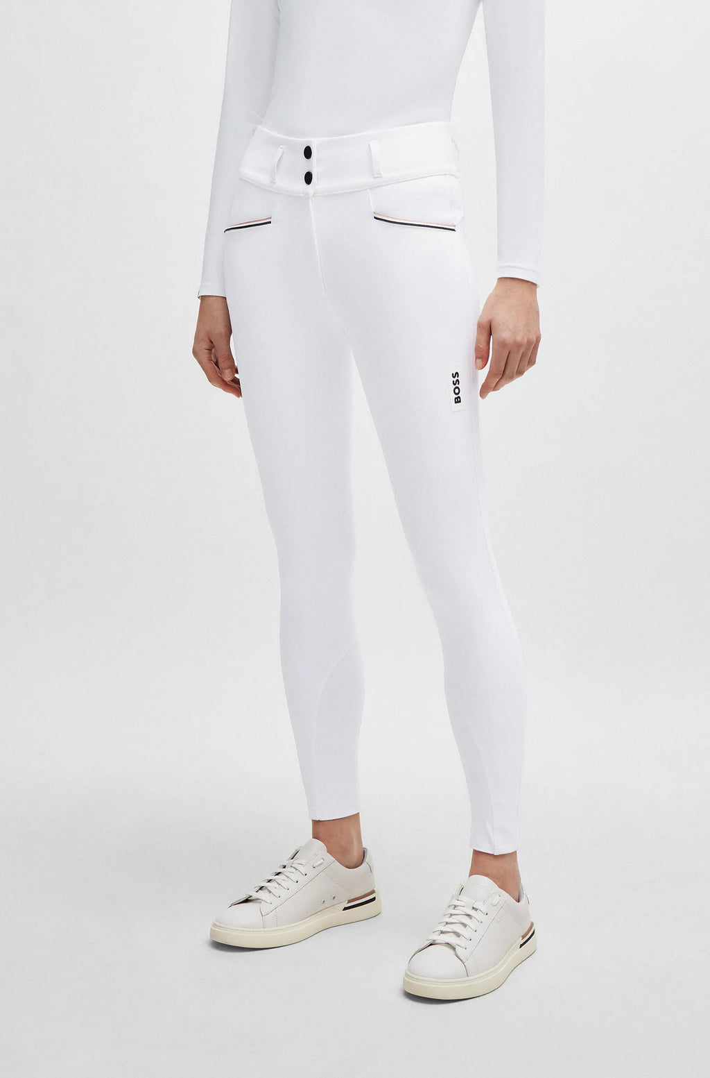 White | Hannah High Waist Knee Grip Breeches, detail