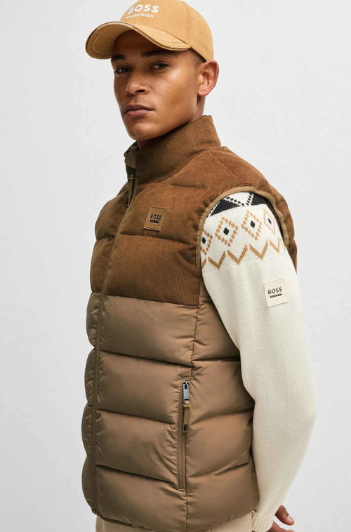 Camel | Arthur Cord Puffer Vest, back
