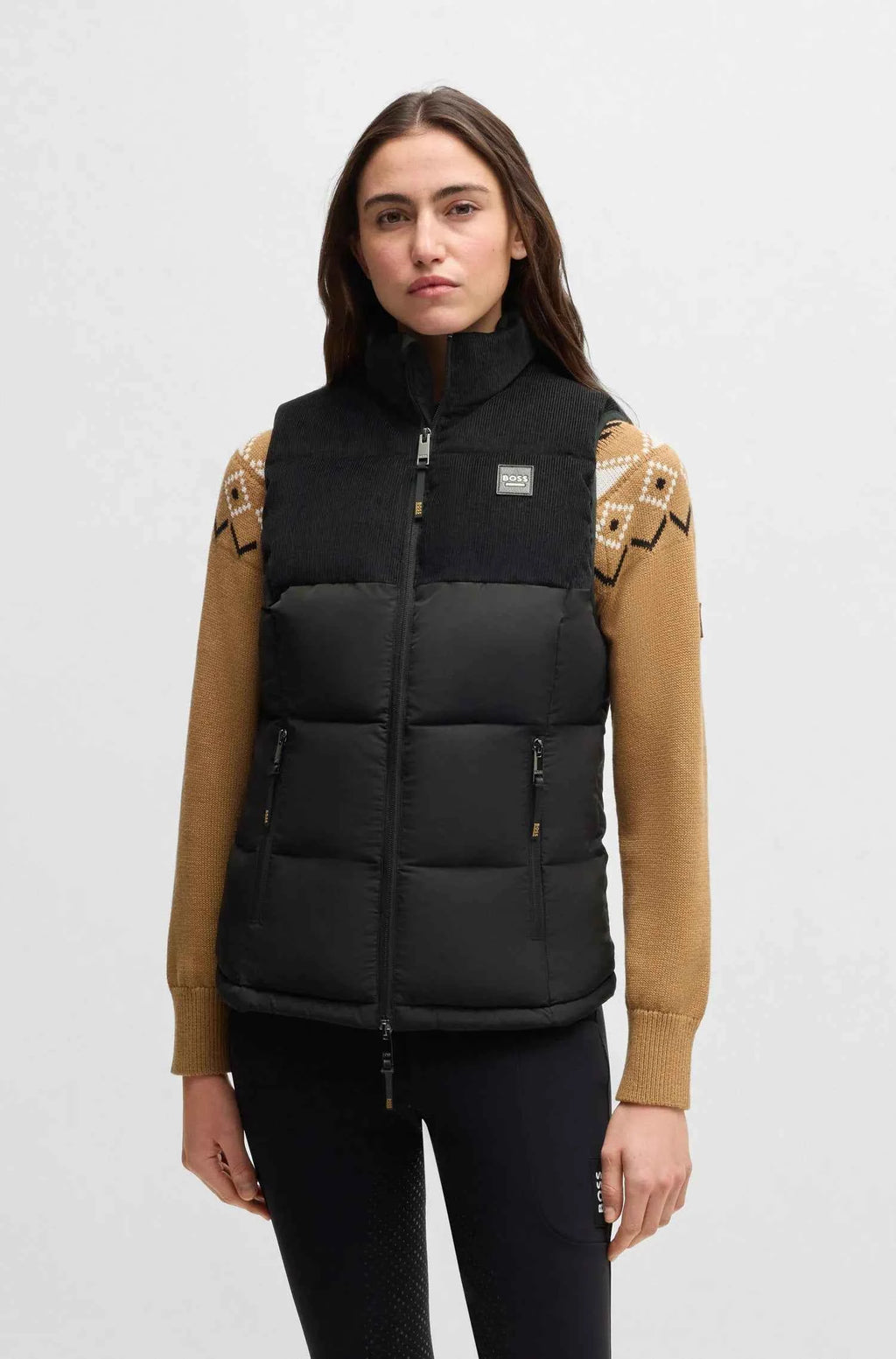 Black | Viola Cord Puffer Vest, front