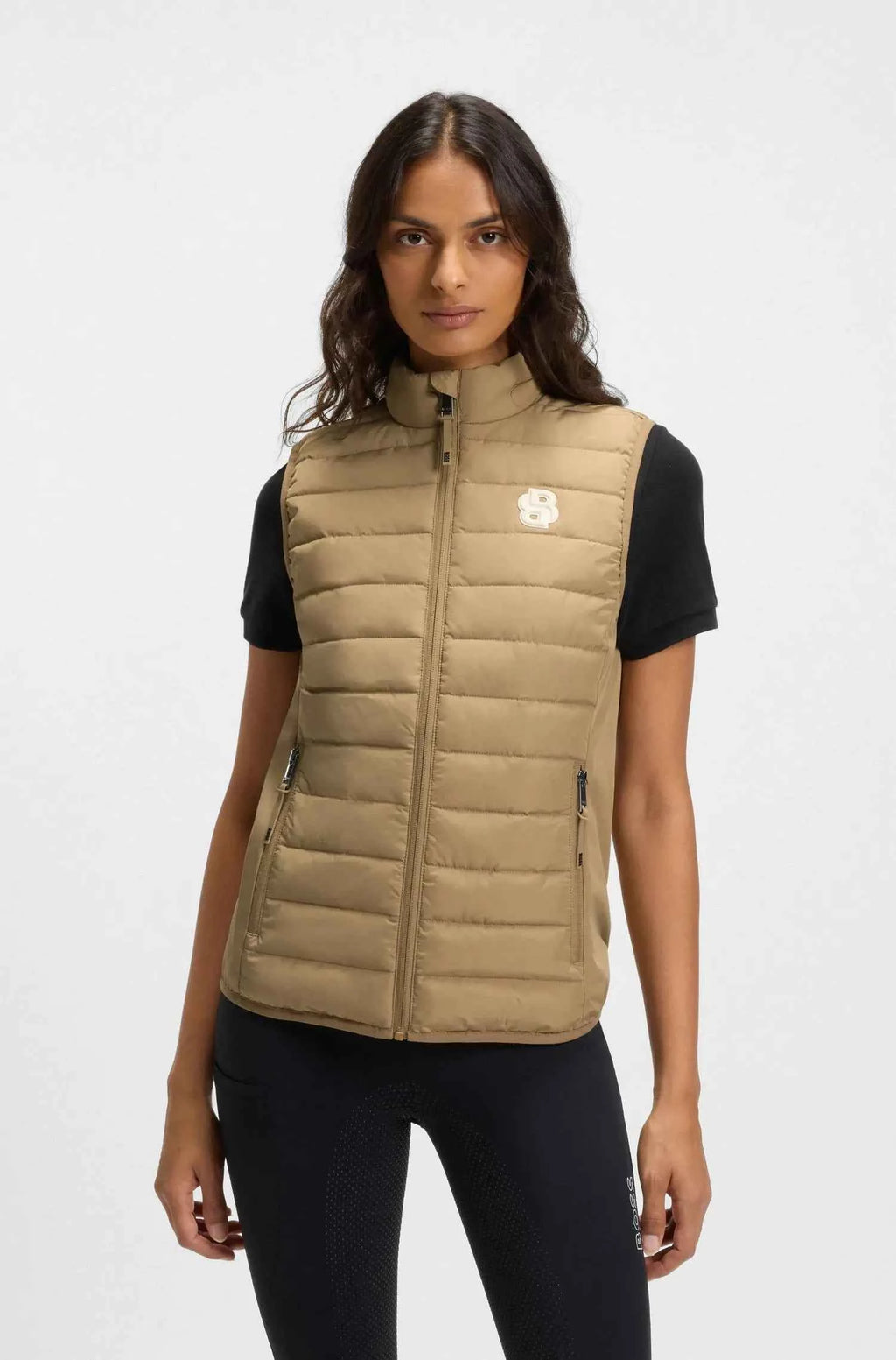 Camel | women's light puffer vest, front
