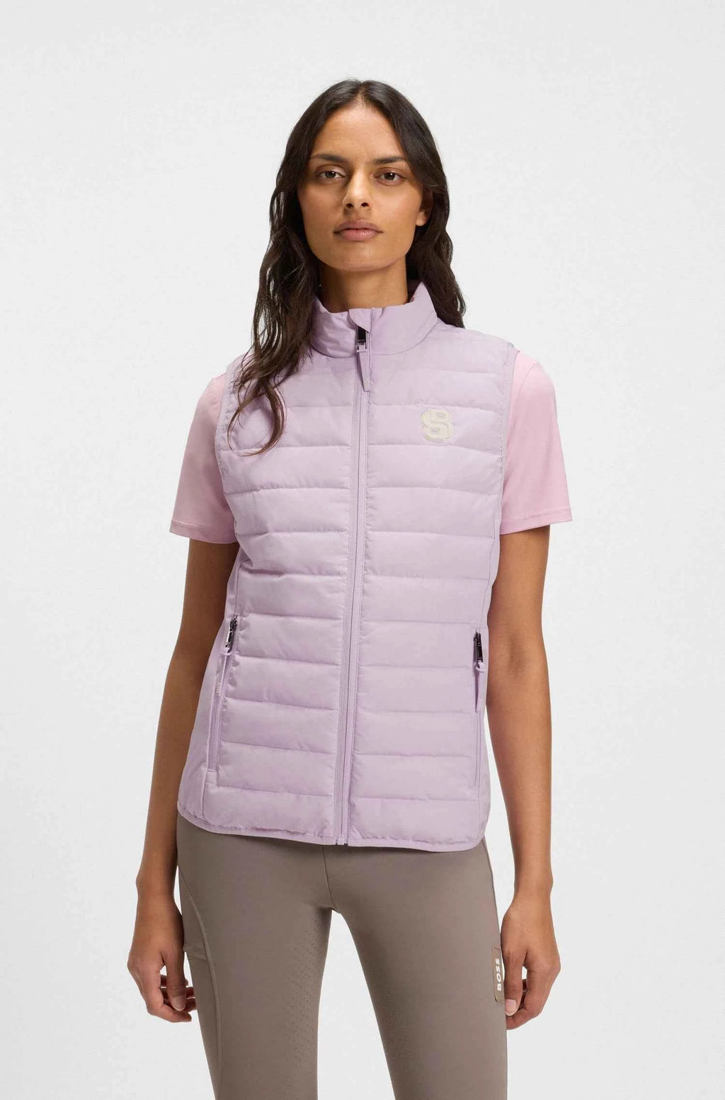 Orchid | women's light puffer vest, front