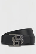 Black/Deep Purple | Rachel Reverse Belt Double B, front