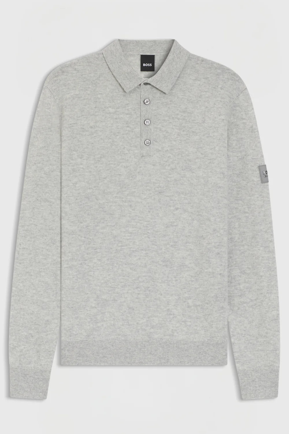 Silver Grey Melange | Jude Knitwear Polo, front