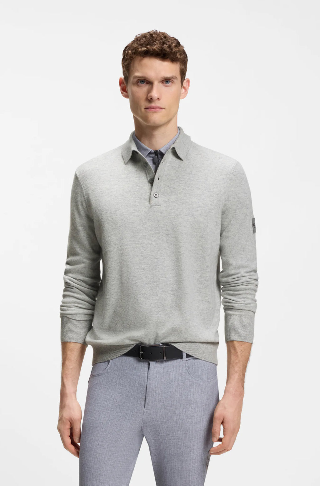 Silver Grey Melange | Jude Knitwear Polo, view 2