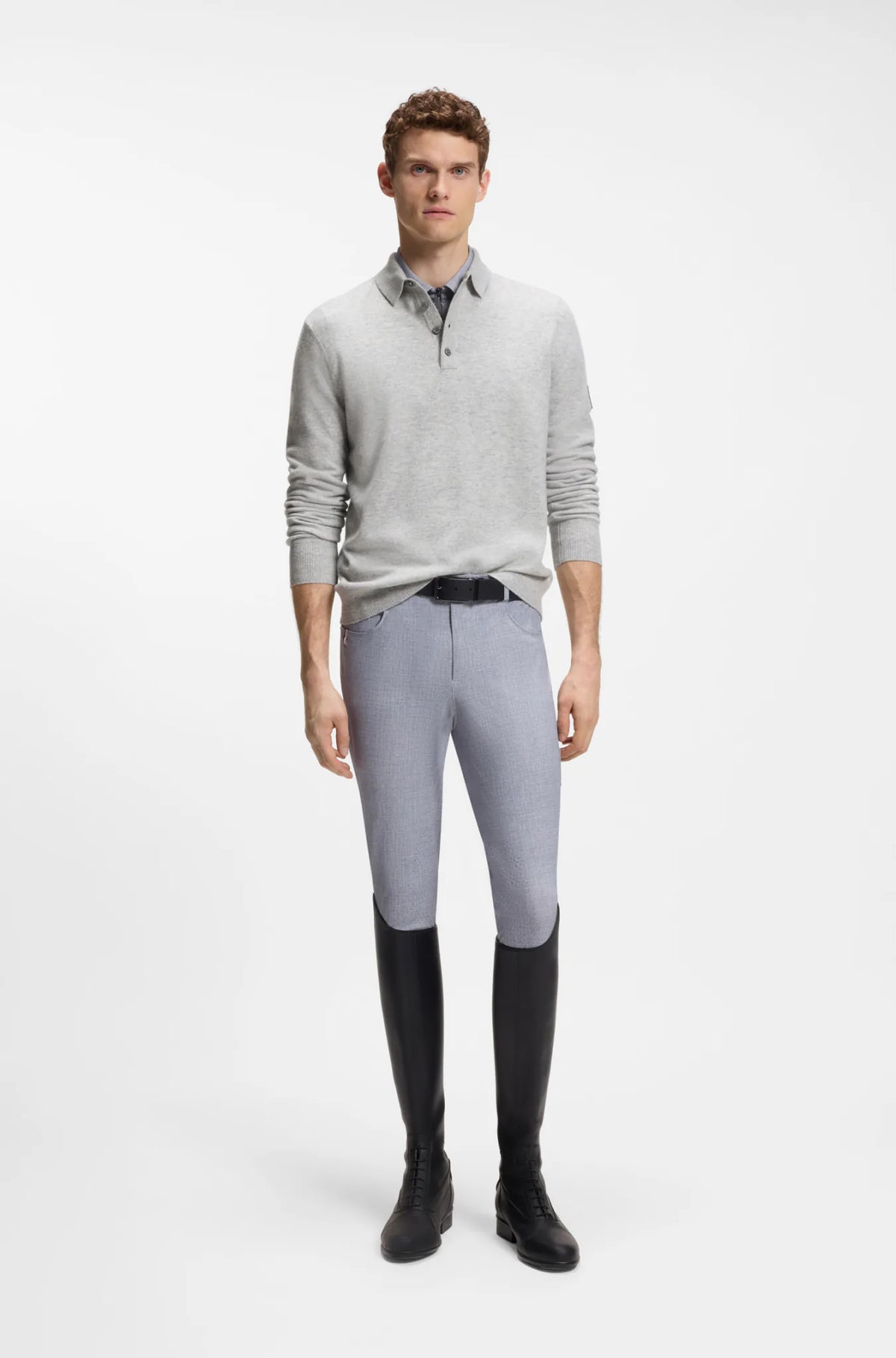 Silver Grey Melange | Jude Knitwear Polo, view 3