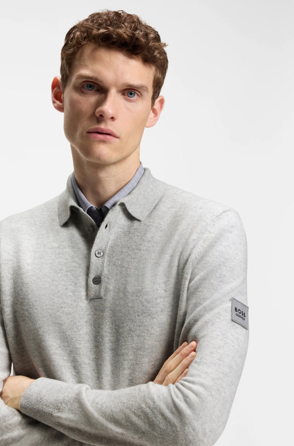 Silver Grey Melange | Jude Knitwear Polo, view 5
