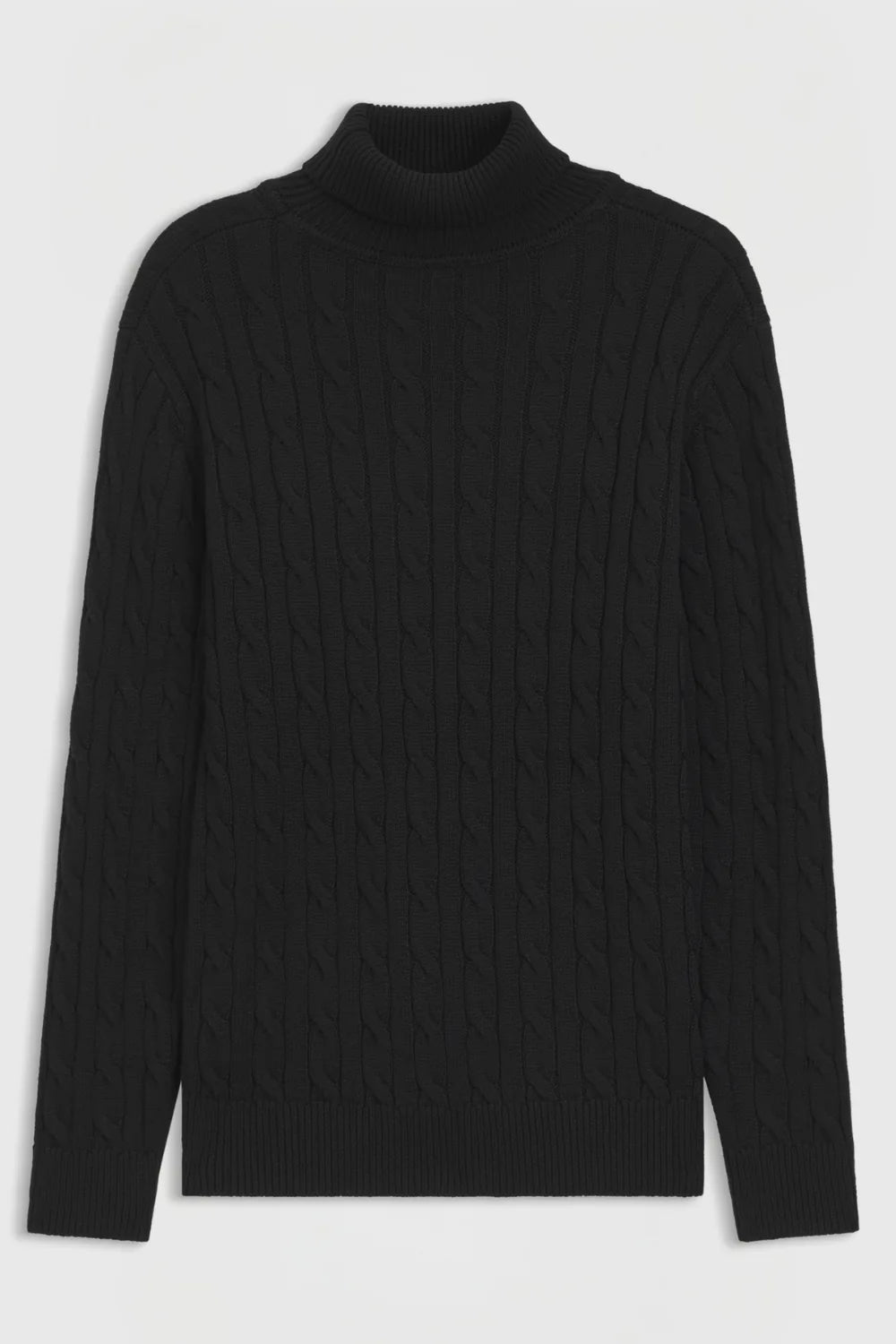 Black | Jordan Knitwear Cable Roll Neck, front