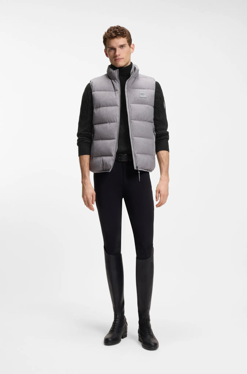 Black | Jordan Knitwear Cable Roll Neck, view 3