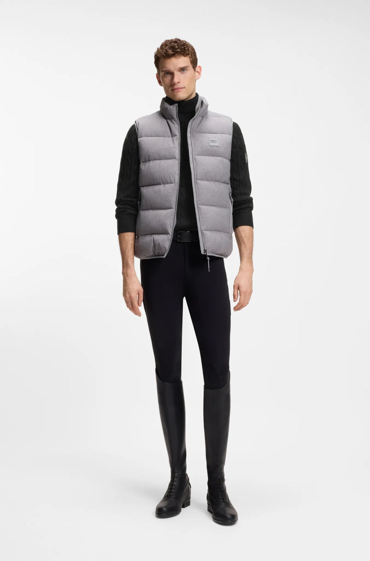 Black | Jordan Knitwear Cable Roll Neck, view 3