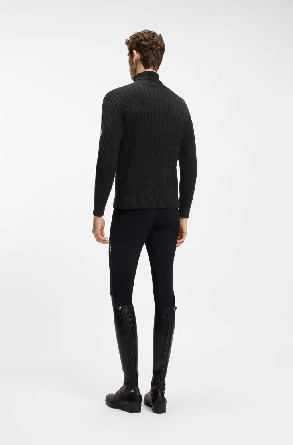 Black | Jordan Knitwear Cable Roll Neck, view 4