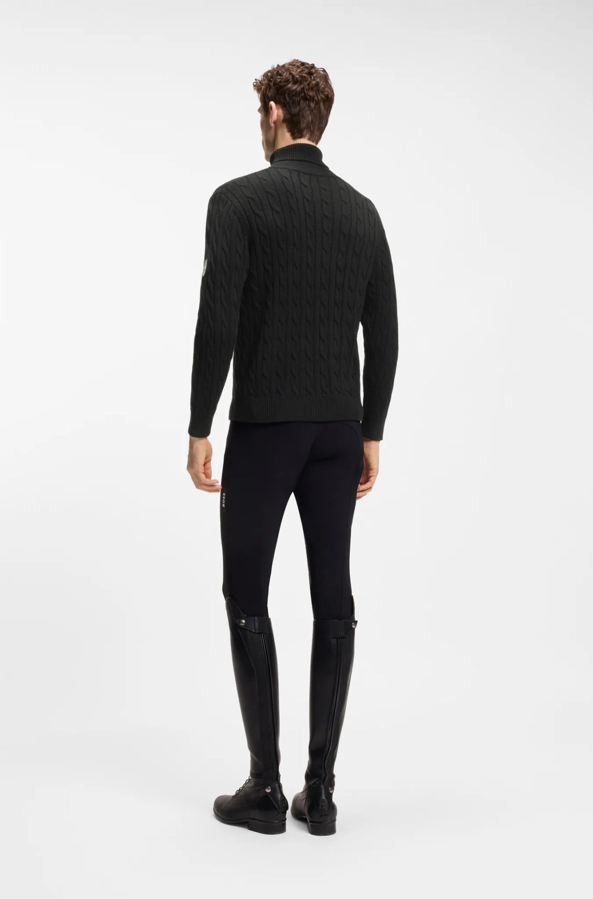 Black | Jordan Knitwear Cable Roll Neck, view 4