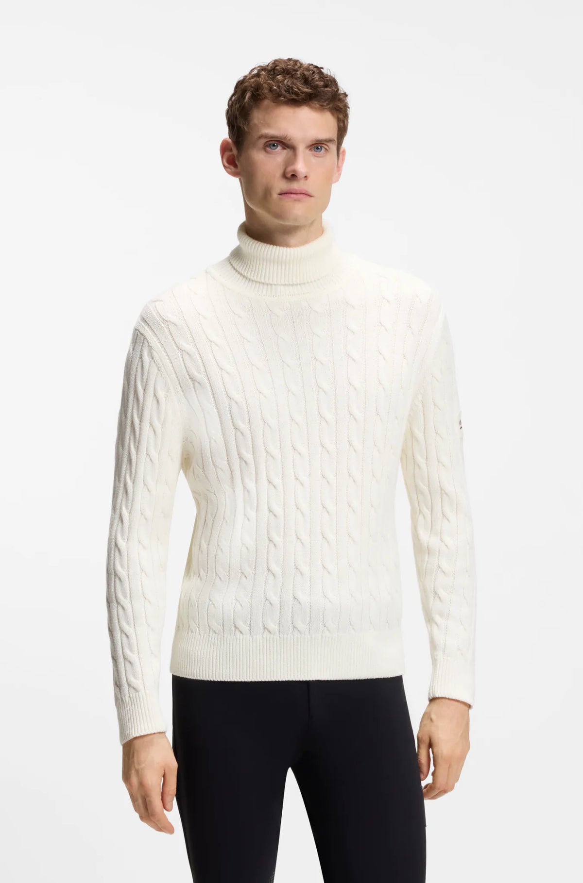 Soft Creme | Jordan Knitwear Cable Roll Neck, view 2