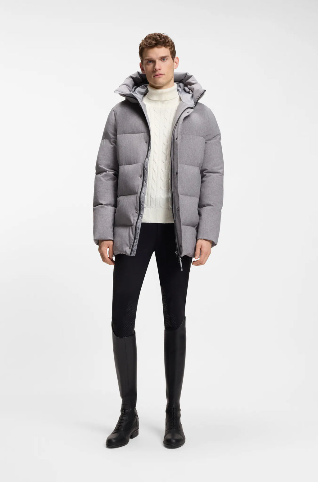 Soft Creme | Jordan Knitwear Cable Roll Neck, view 3