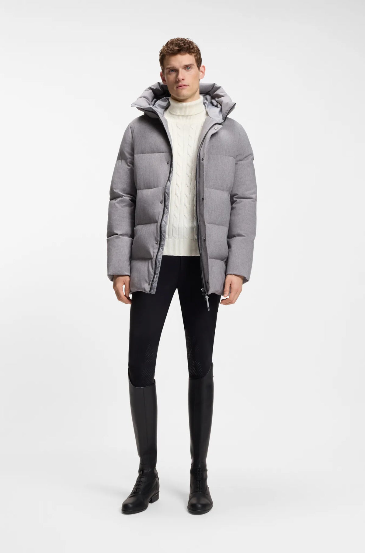 Soft Creme | Jordan Knitwear Cable Roll Neck, view 3