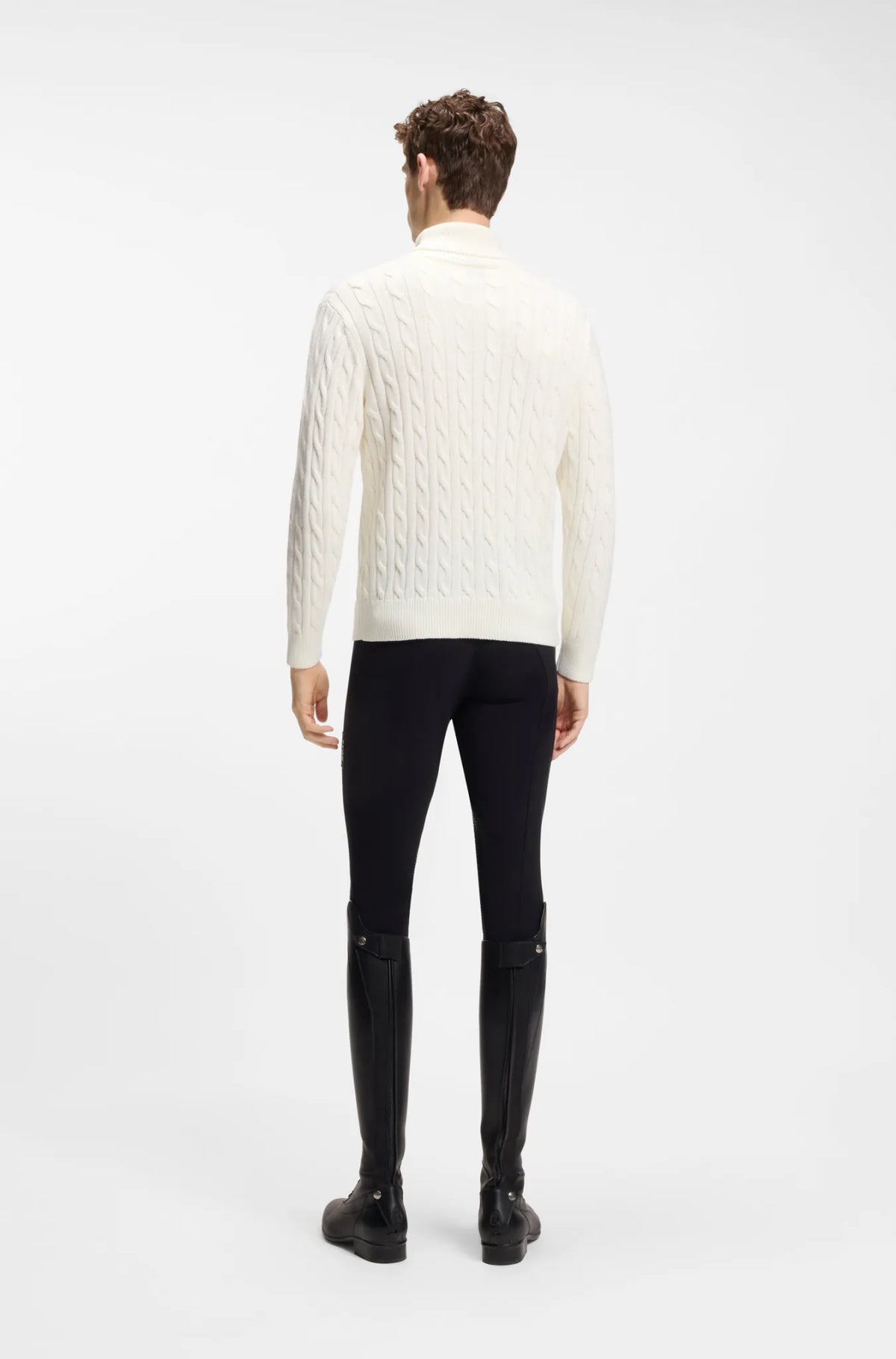 Soft Creme | Jordan Knitwear Cable Roll Neck, view 4