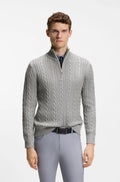 Silver Grey Melange | Jerome Knitwear Cable Troyer, view 2