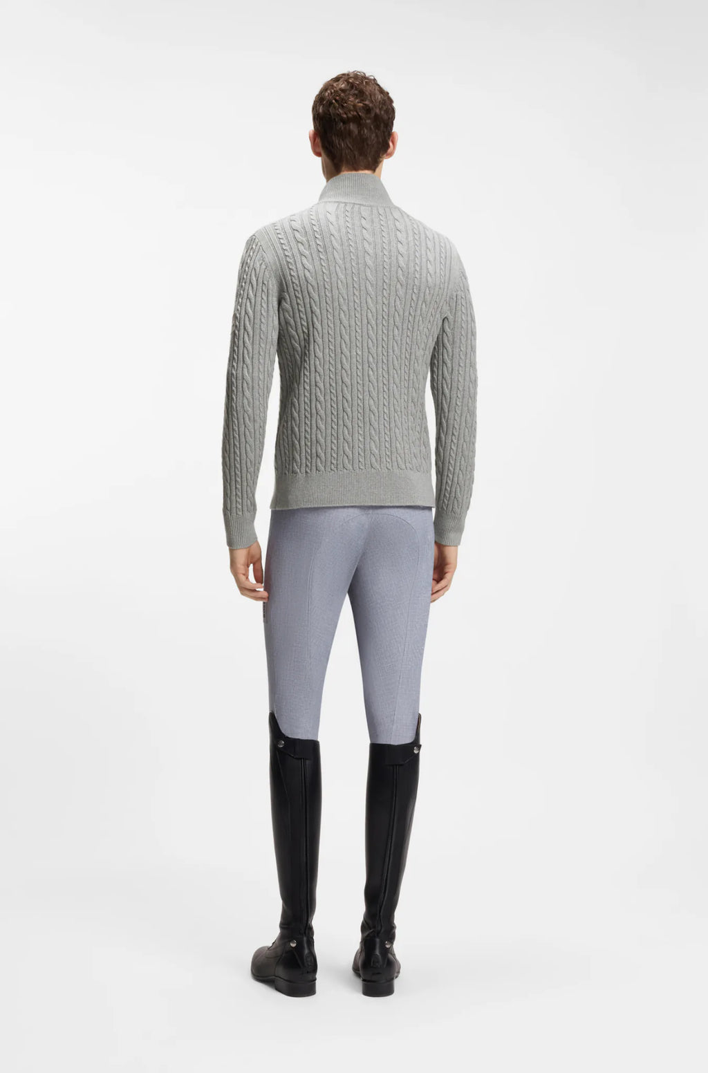 Silver Grey Melange | Jerome Knitwear Cable Troyer, view 4