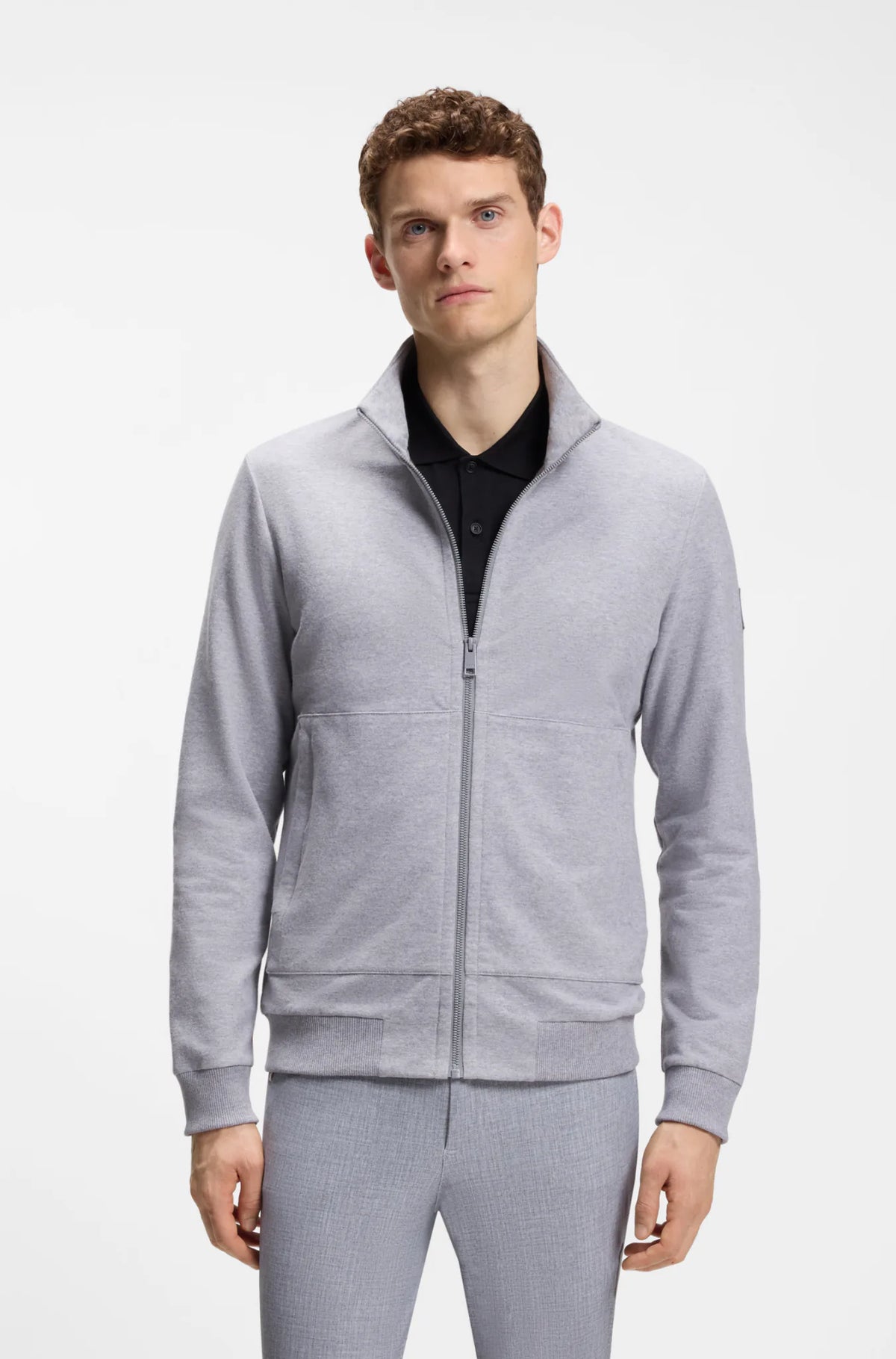 Silver Grey Melange | Steven Training Sweater Cardigan, view 2