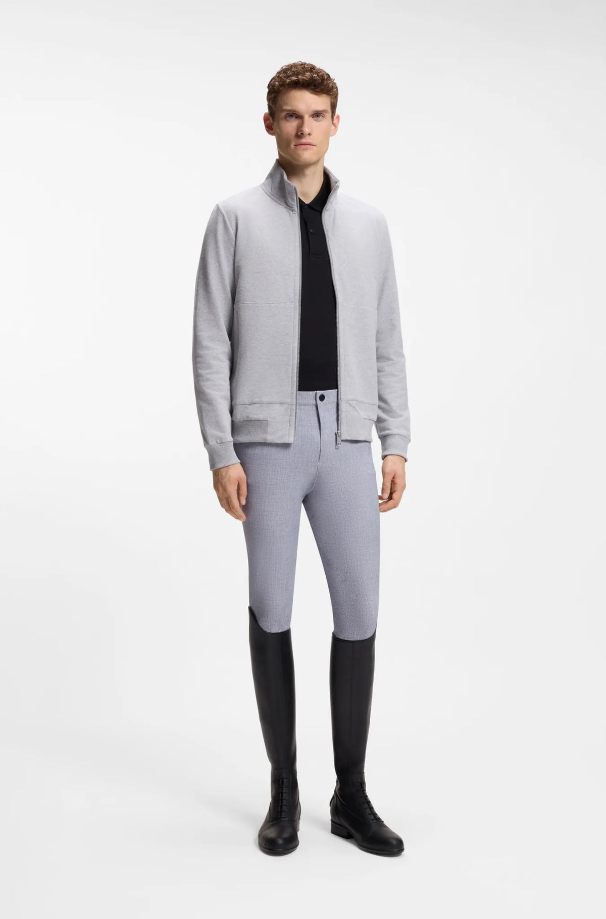 Silver Grey Melange | James Knee Grip Breeches, view 3