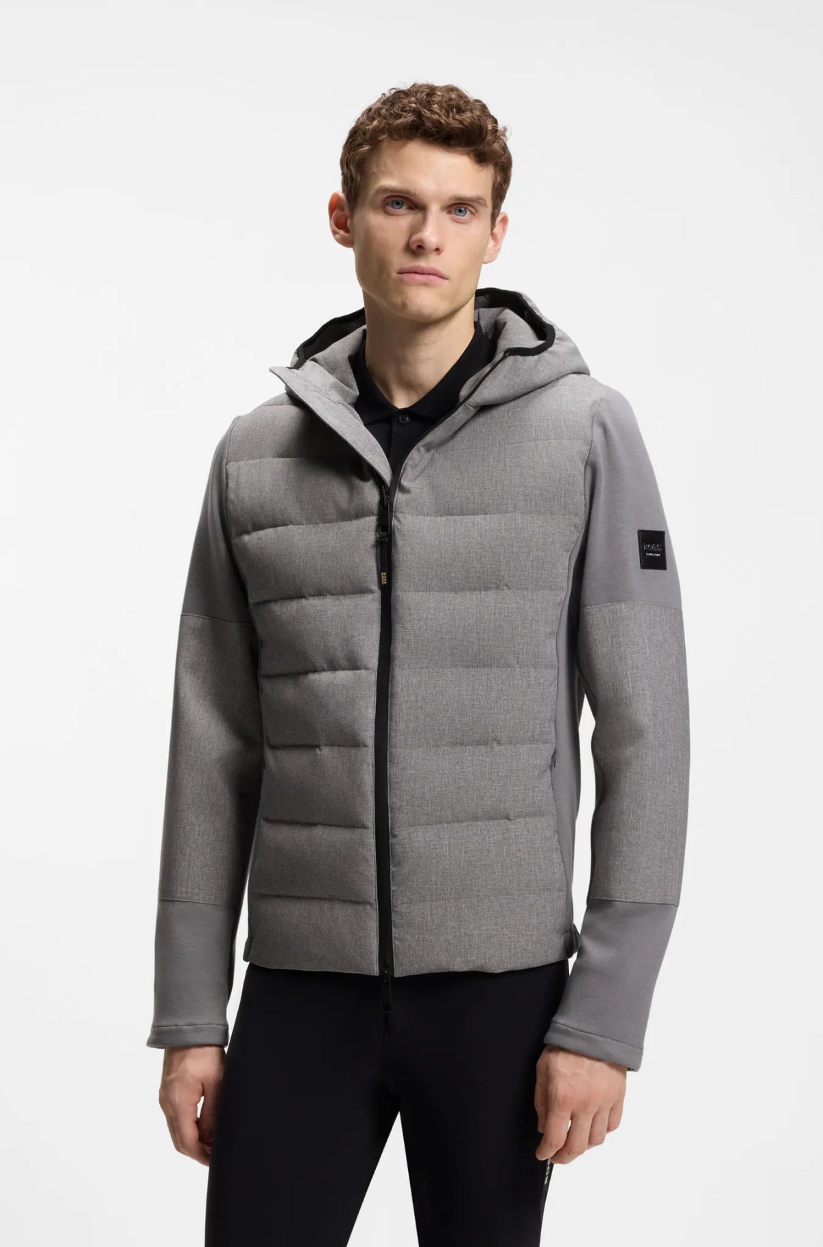 Silver Grey Melange | Jeff Hybrid Puffer Jacket, view 2