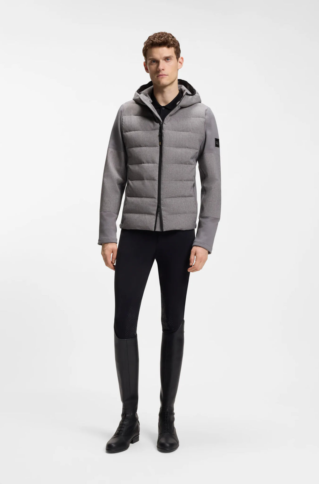 Silver Grey Melange | Jeff Hybrid Puffer Jacket, view 3