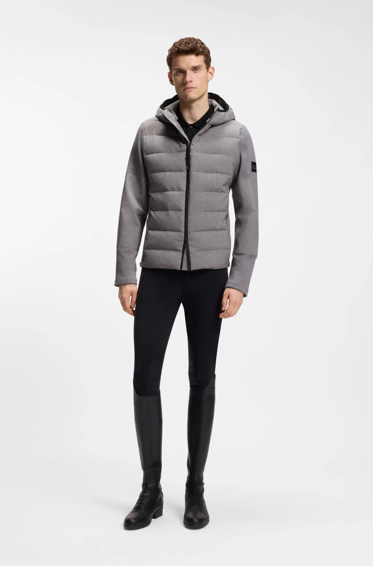 Silver Grey Melange | Jeff Hybrid Puffer Jacket, view 3