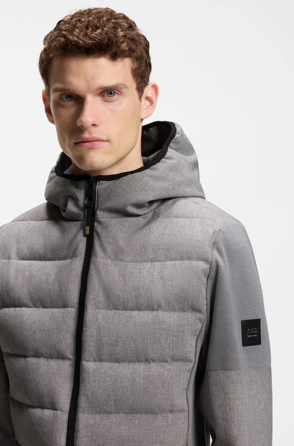 Silver Grey Melange | Jeff Hybrid Puffer Jacket, view 5