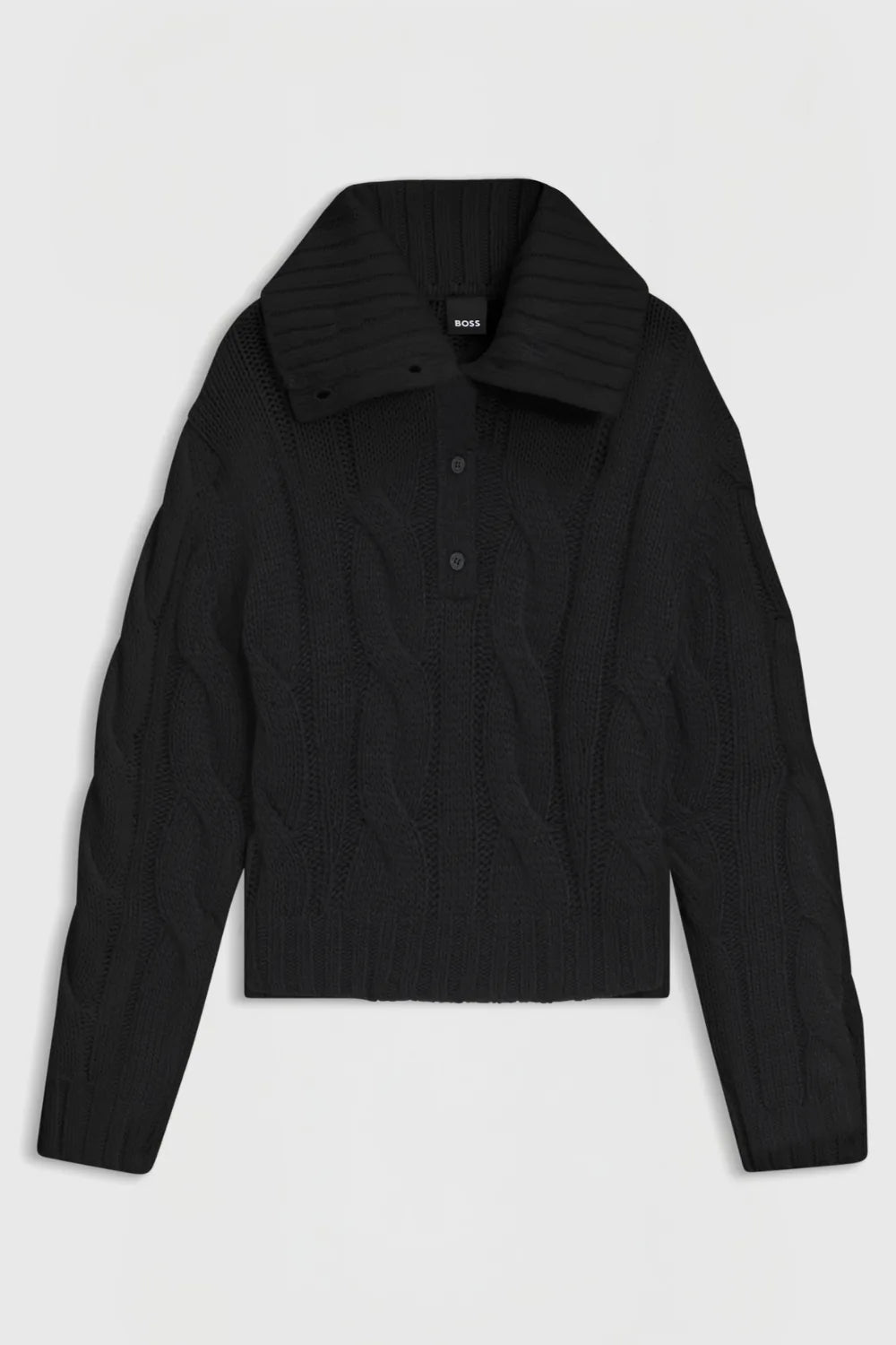 Black | Eve Heavy Knit Troyer, front