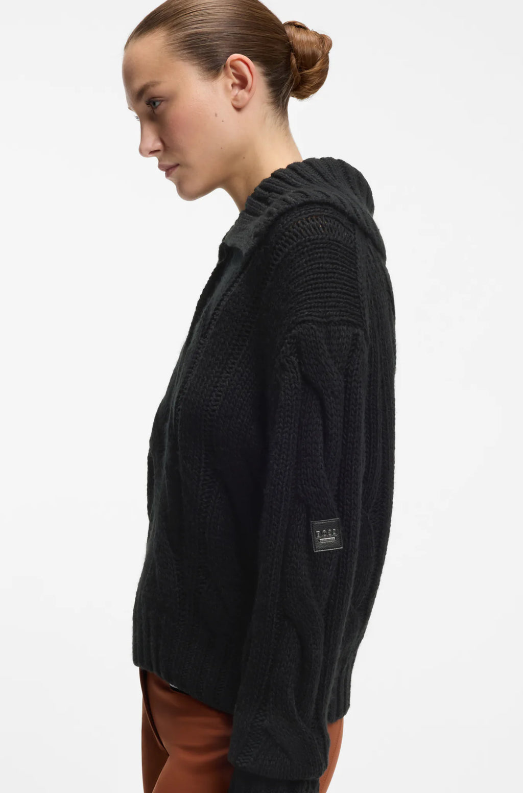 Black | Eve Heavy Knit Troyer, view 3