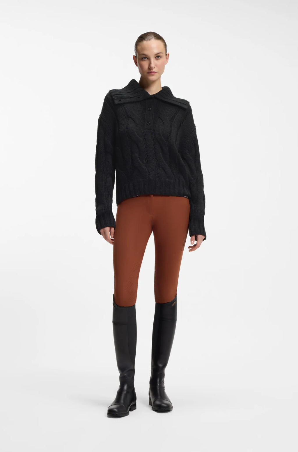 Black | Eve Heavy Knit Troyer, view 4
