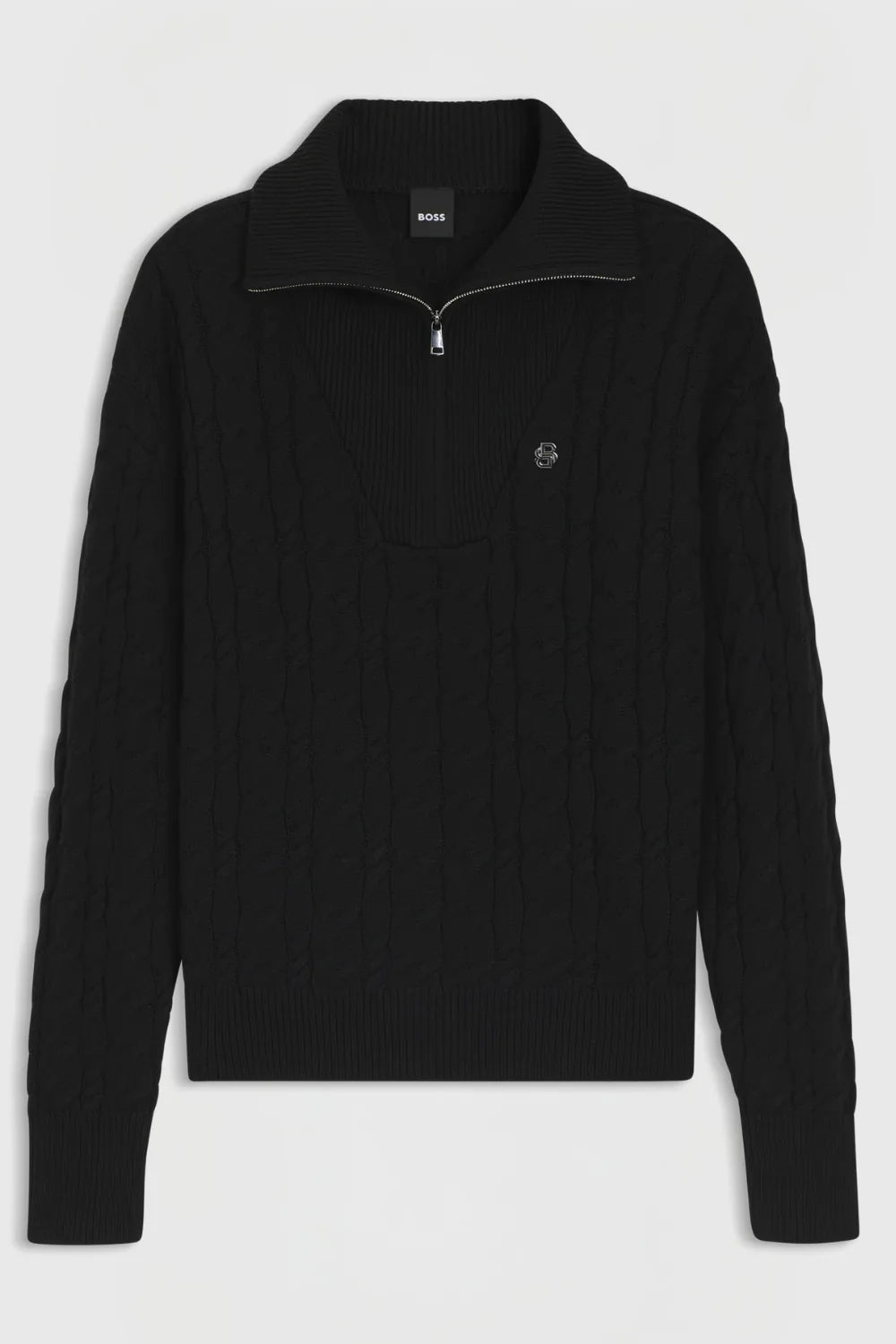 Black | Ella Knit Zip Troyer, front