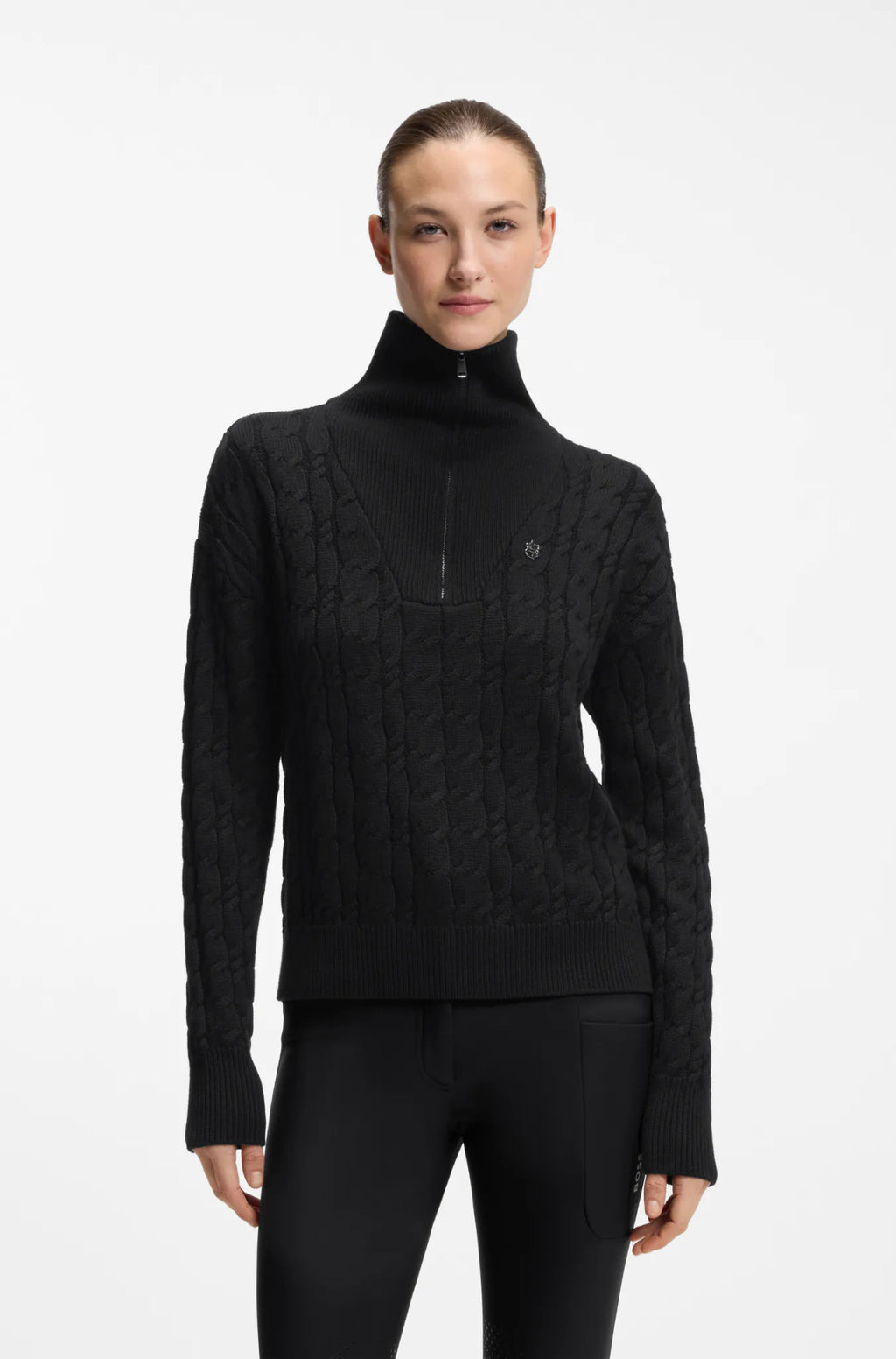 Black | Ella Knit Zip Troyer, view 2