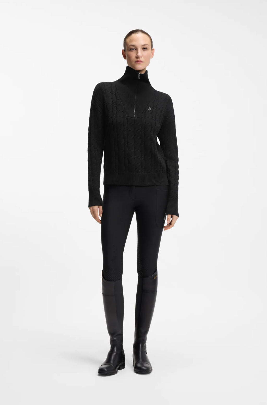 Black | Ella Knit Zip Troyer, view 4