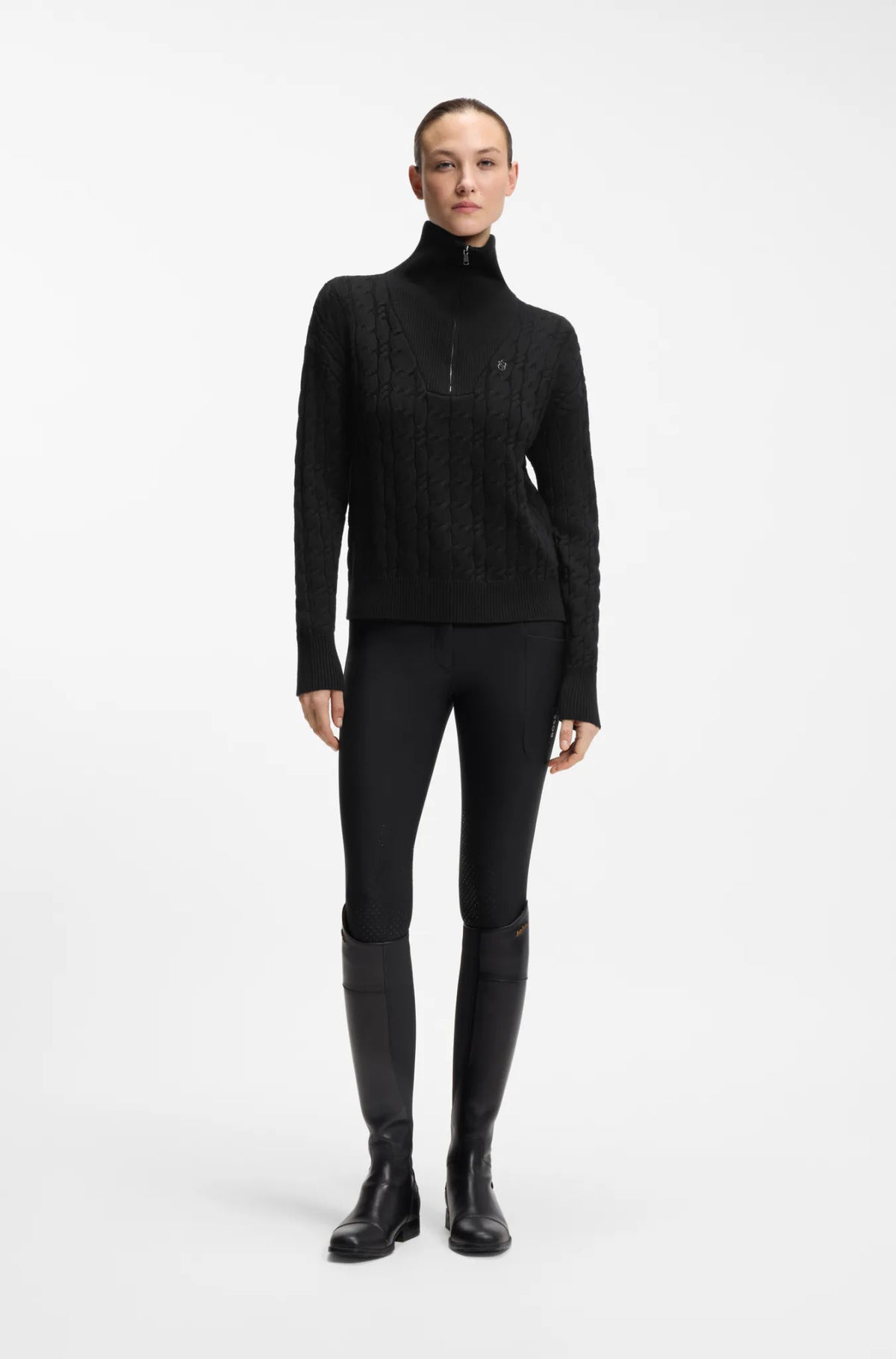 Black | Ella Knit Zip Troyer, view 4