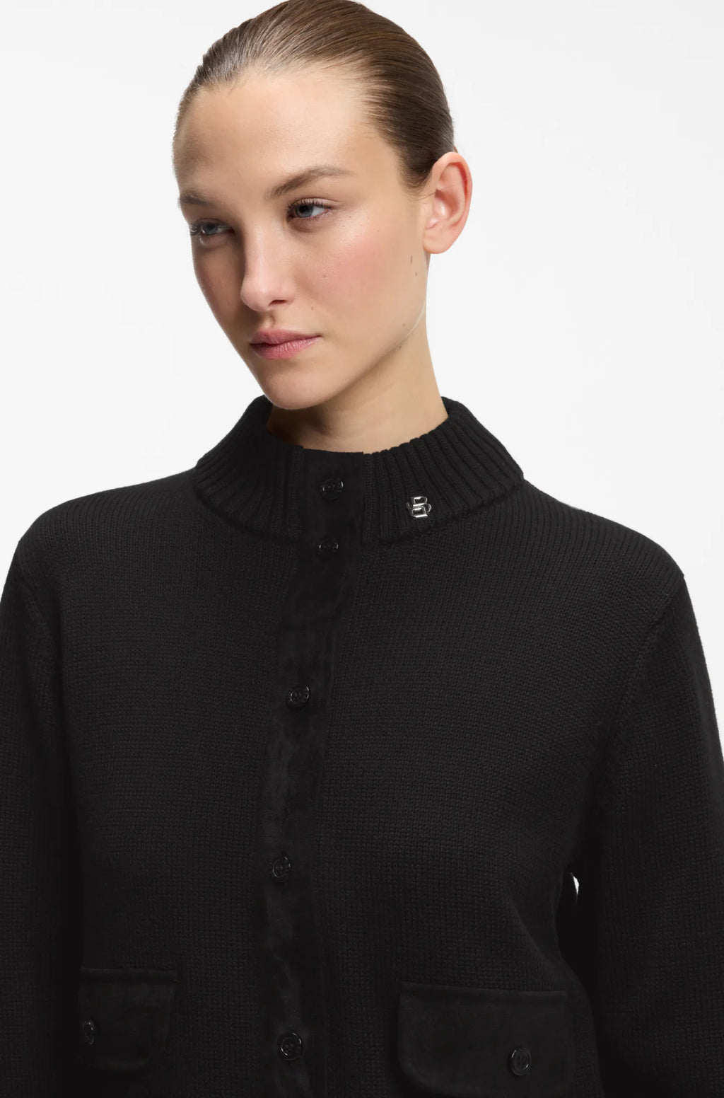 Black | Elony Knitwear Cardigan, view 3