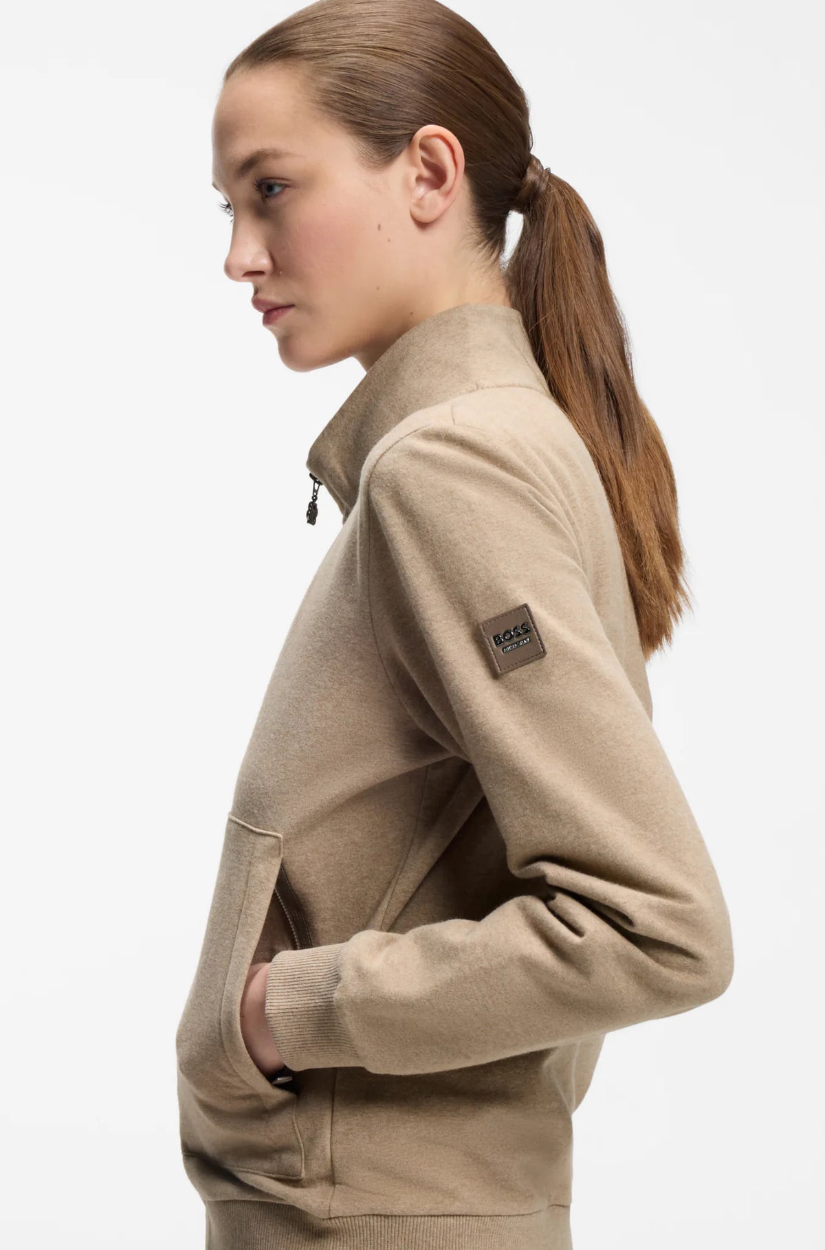 Walnut | Ally Training Sweater Cardigan, view 3