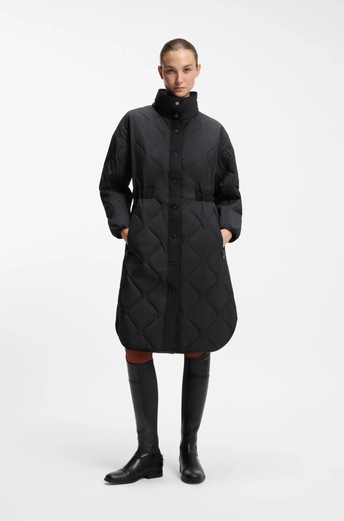 Black | Olivia Puffer Long Coat, view 3