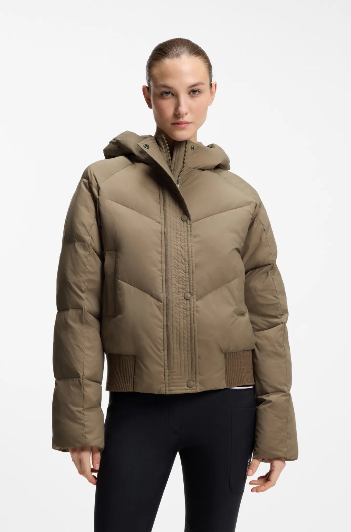 Walnut | Marsha Bomber Puffer Jacket, view 2