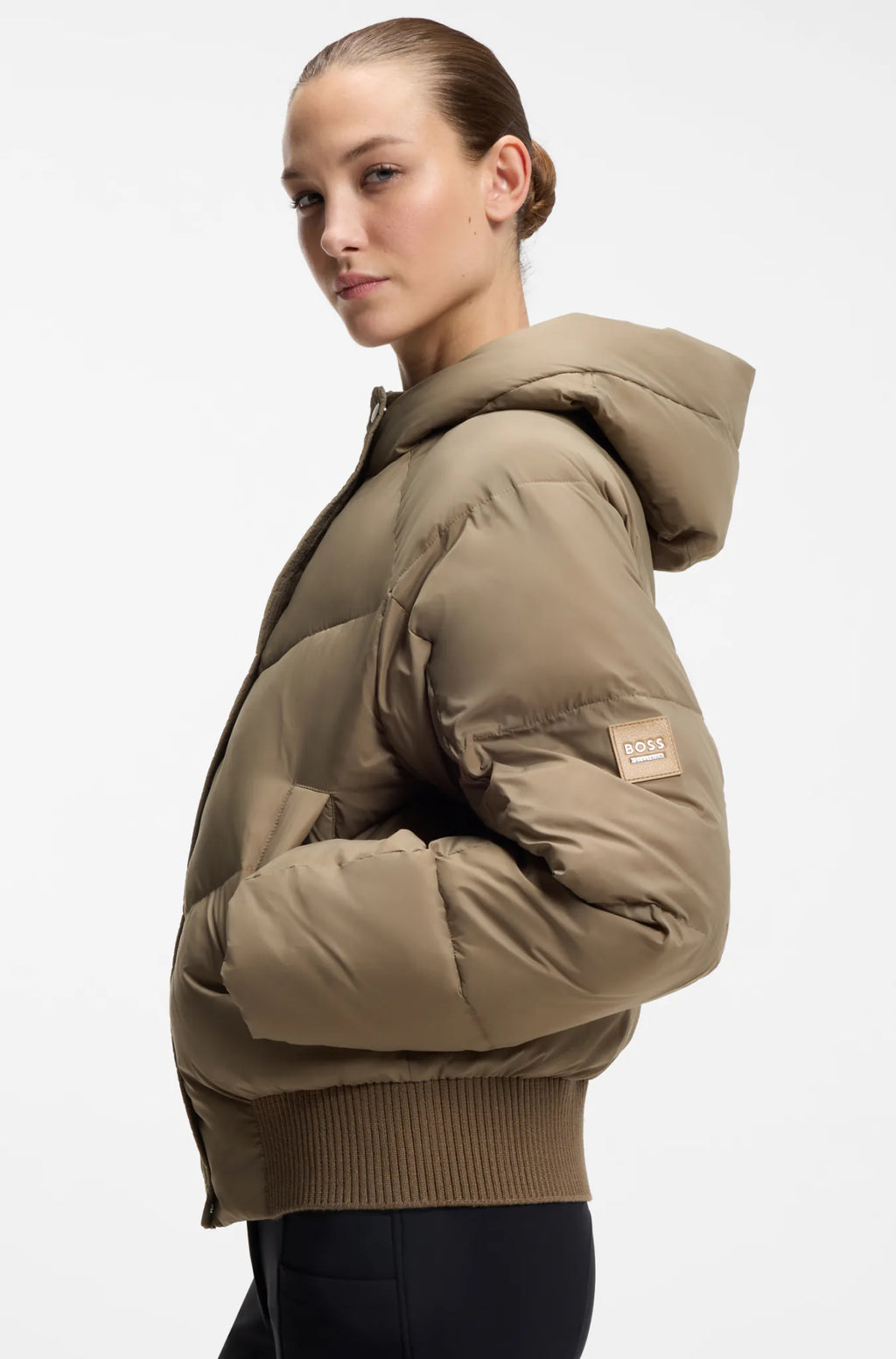Walnut | Marsha Bomber Puffer Jacket, view 4